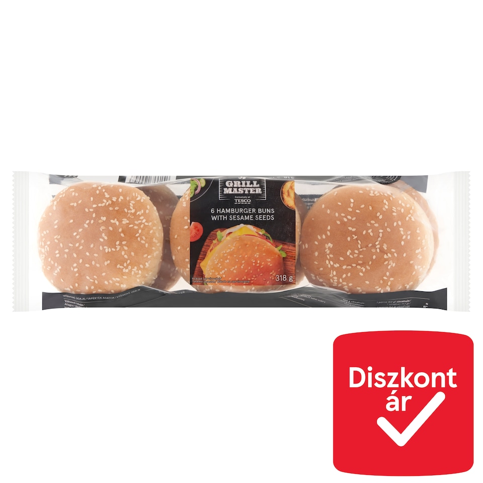 Grill Master szezámmagos hamburger zsemle 6 x 53 g (318 g)