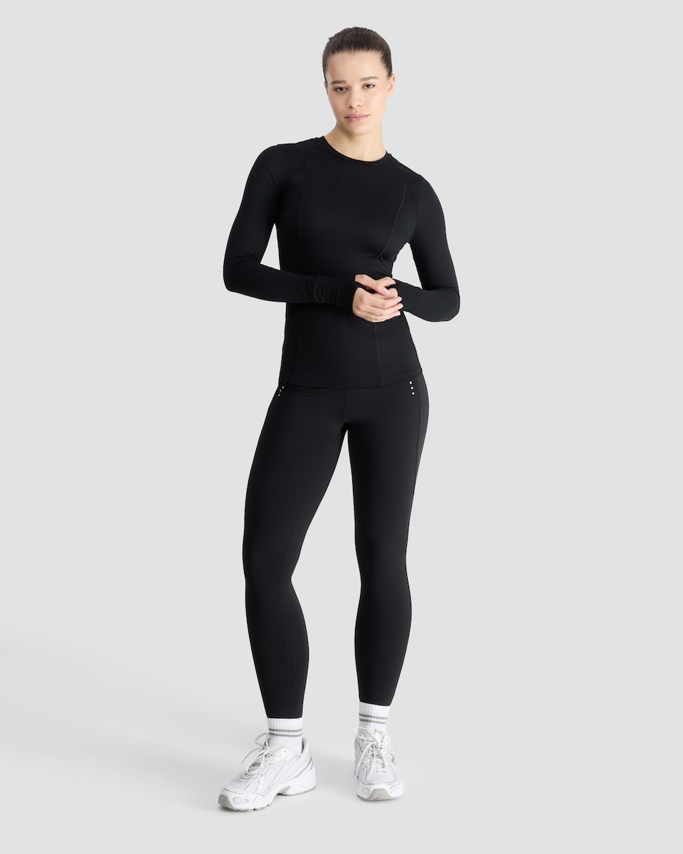 image 1 of F&F Active Quick Dry Long Sleeved Top in Black