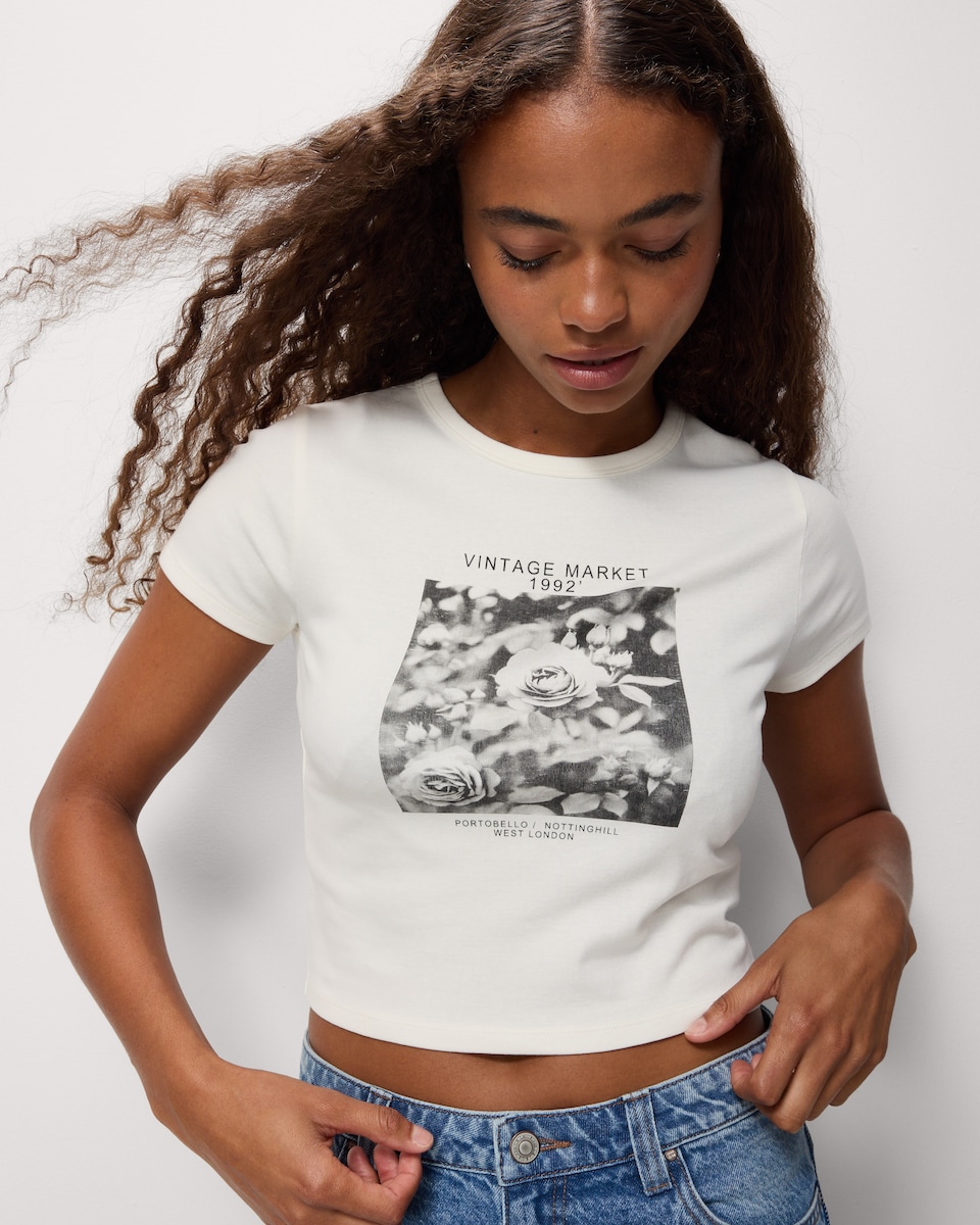 image 1 of OH ME OH MY Cotton Rich Printed T-Shirt in Cream