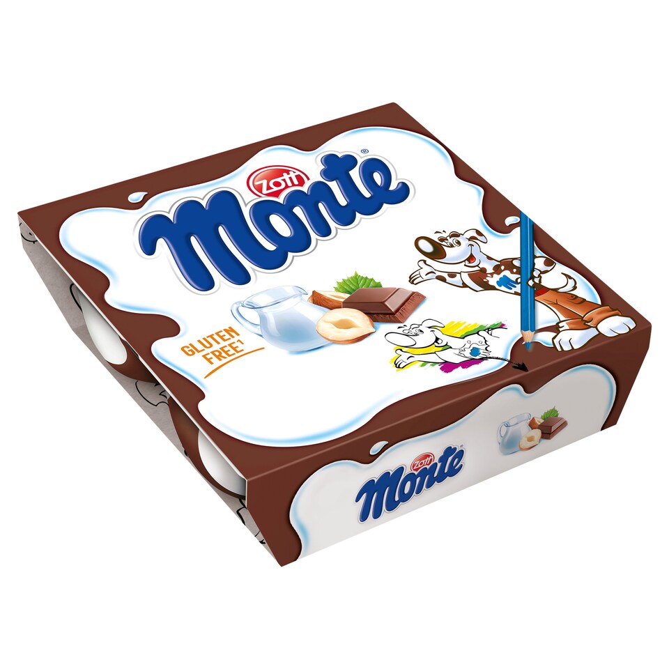 obrázok 1 z Zott Monte Mliečny dezert čokoládový s lieskovými orieškami 4 x 55 g (220 g)