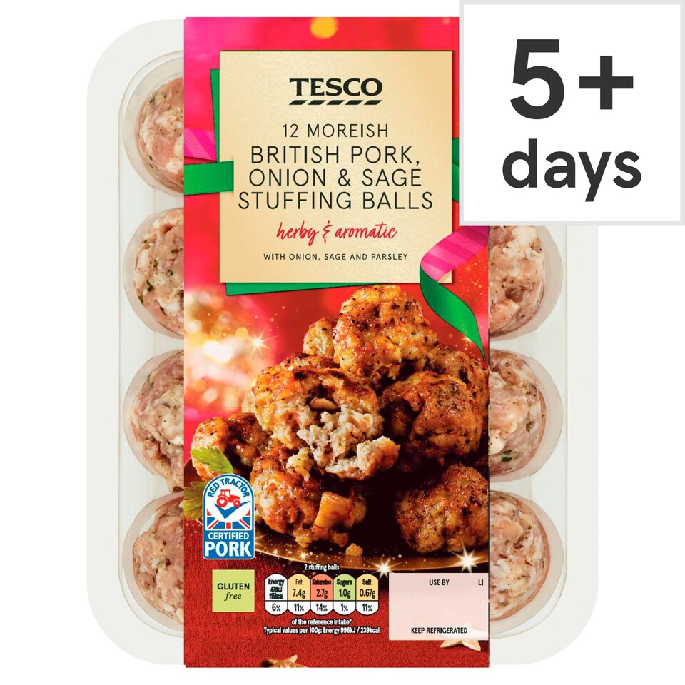 Tesco 12 British Pork Stuffing Balls 350G Tesco Groceries