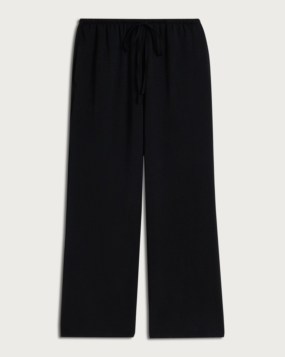 image 1 of F&F Wide Leg Drawstring Co-ord Trousers in Black