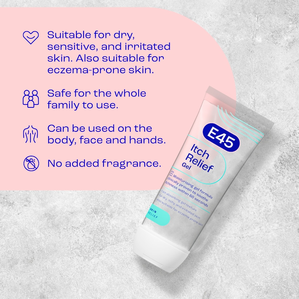 image 1 of E45 Itch Relief Gel Moisturiser for Irritated & Dry Skin 100ml