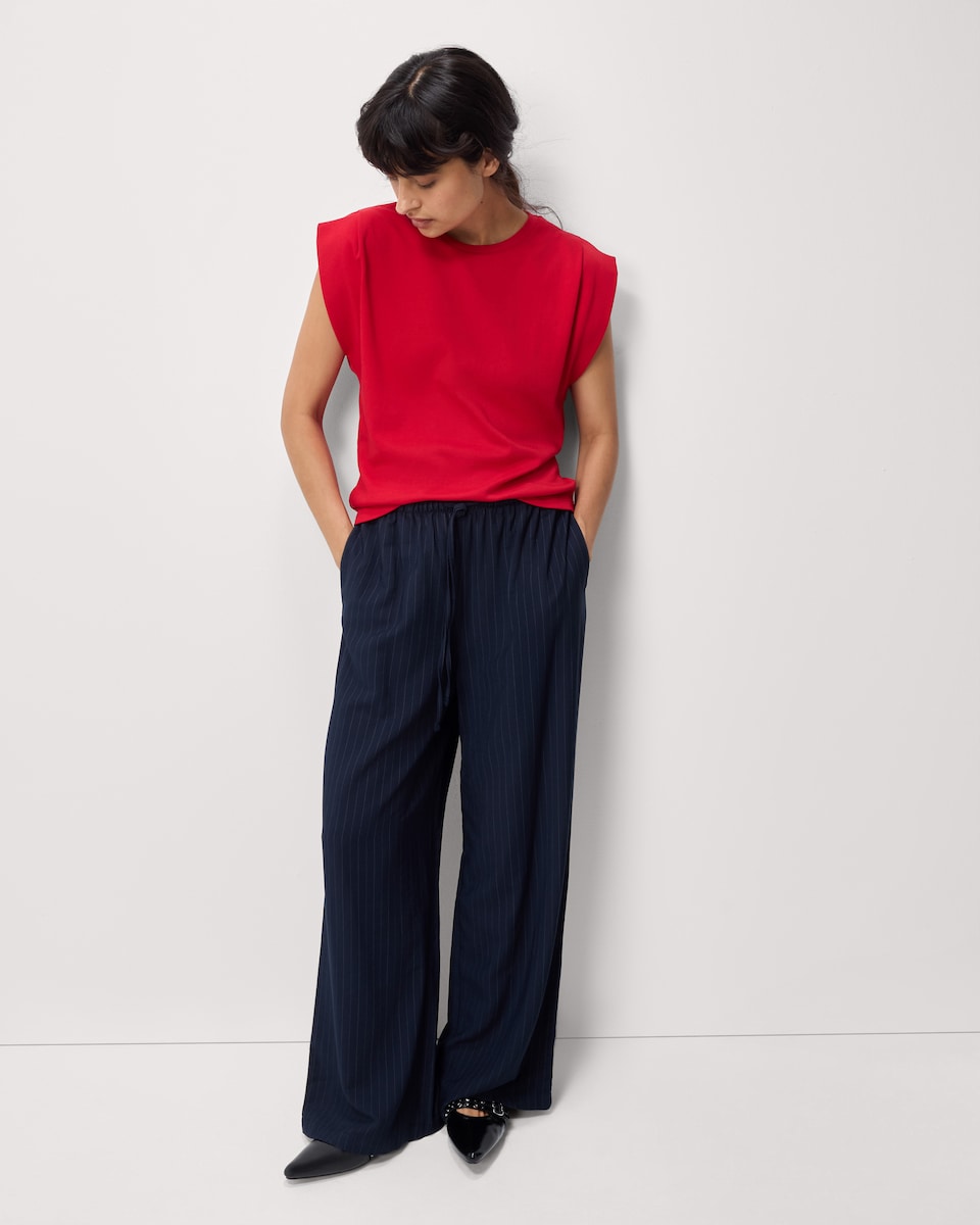 image 1 of F&F Pure Cotton Pintuck T-Shirt in Red