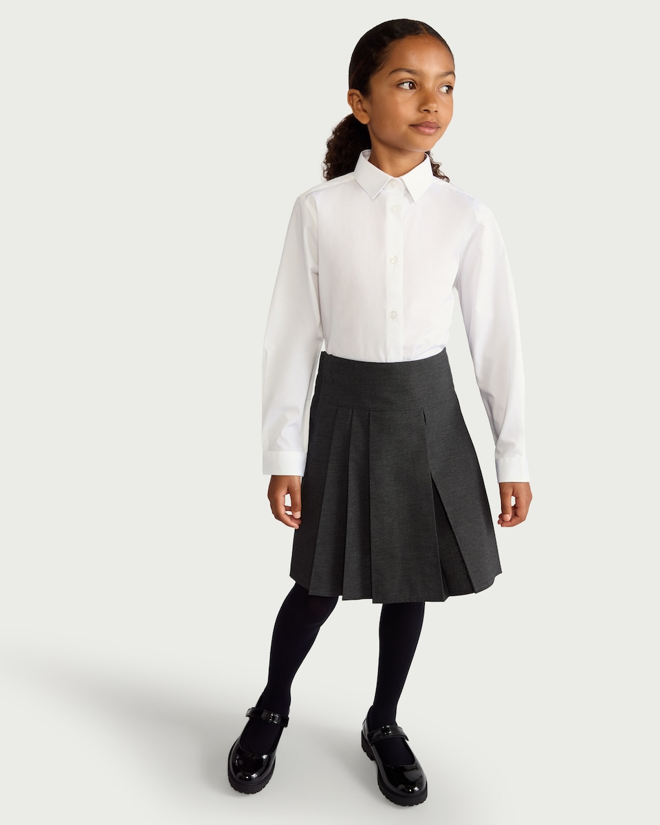 image 1 of F&F School Girls 5-Pack Long Sleeved Shirts in White