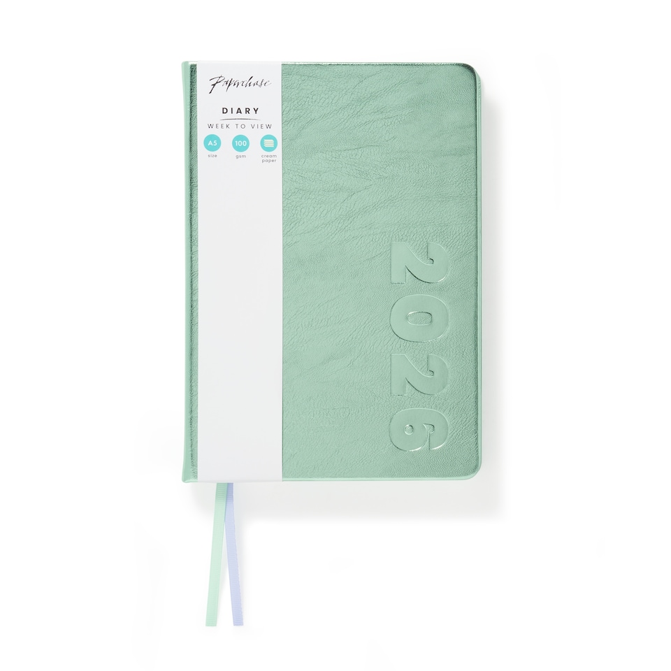 image 1 of Paperchase 2026 A5 WTV Green Metallic PU Diary