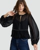 image 1 of F&F Chiffon Studded Peplum Blouse in Black