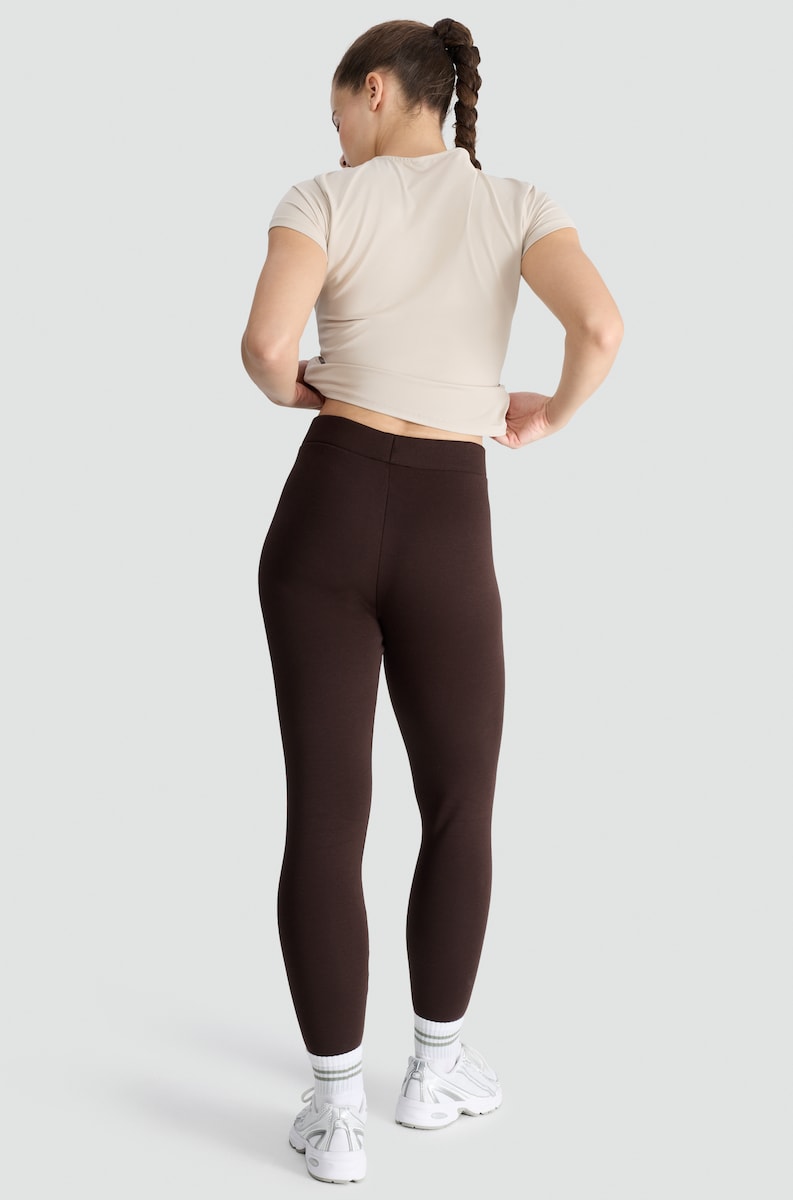 image 1 of F&F Medium Warmth Faux Fur Lined Leggings in Brown