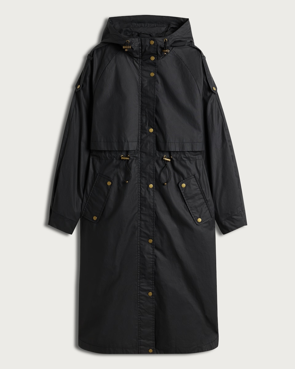image 1 of F&F Longline Hooded Parka in Black