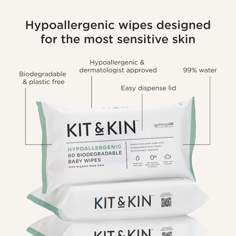 image 1 of Kit And Kin Baby Wipes 60Pk Hypo Allergenic