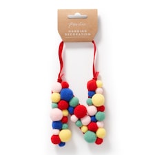 Paperchase Cosmic Christmas Pom Pom Letter N Hanging Decoration