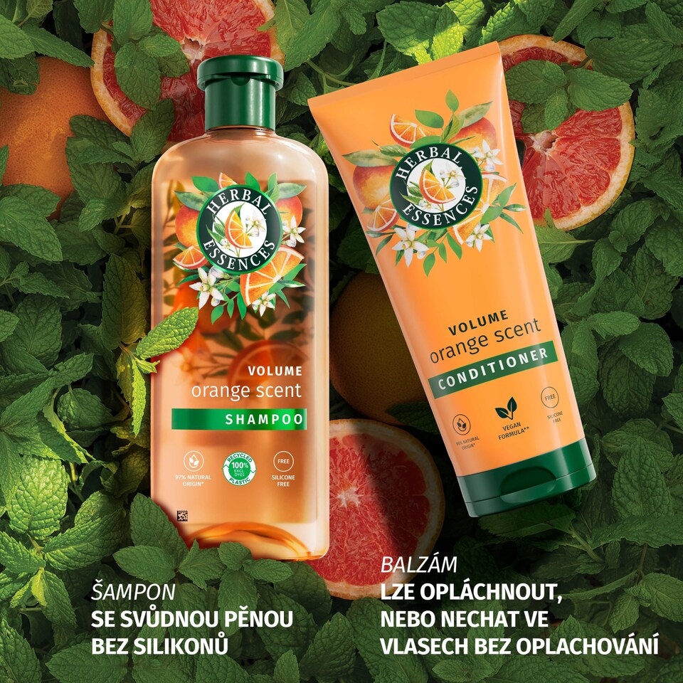 Obrázek 1 pro produkt Šampon Herbal Essences Orange Scent Volume 350ml pro Jemné vlasy, bez Silikonů