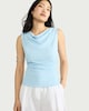 image 2 of F&F Cowl Neck Sleeveless Top in Blue