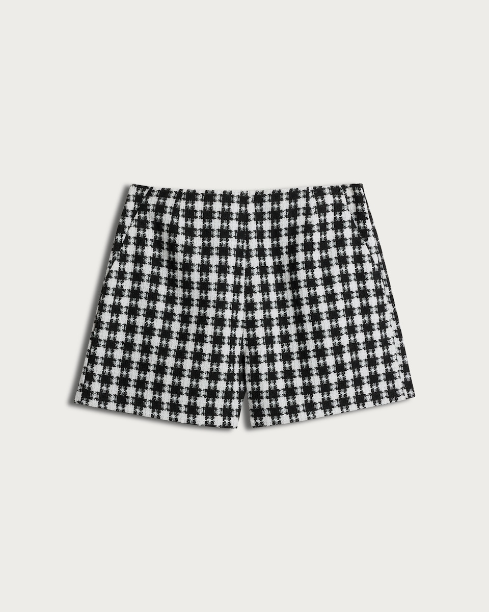 image 1 of F&F Dogtooth Textured Shorts in Black