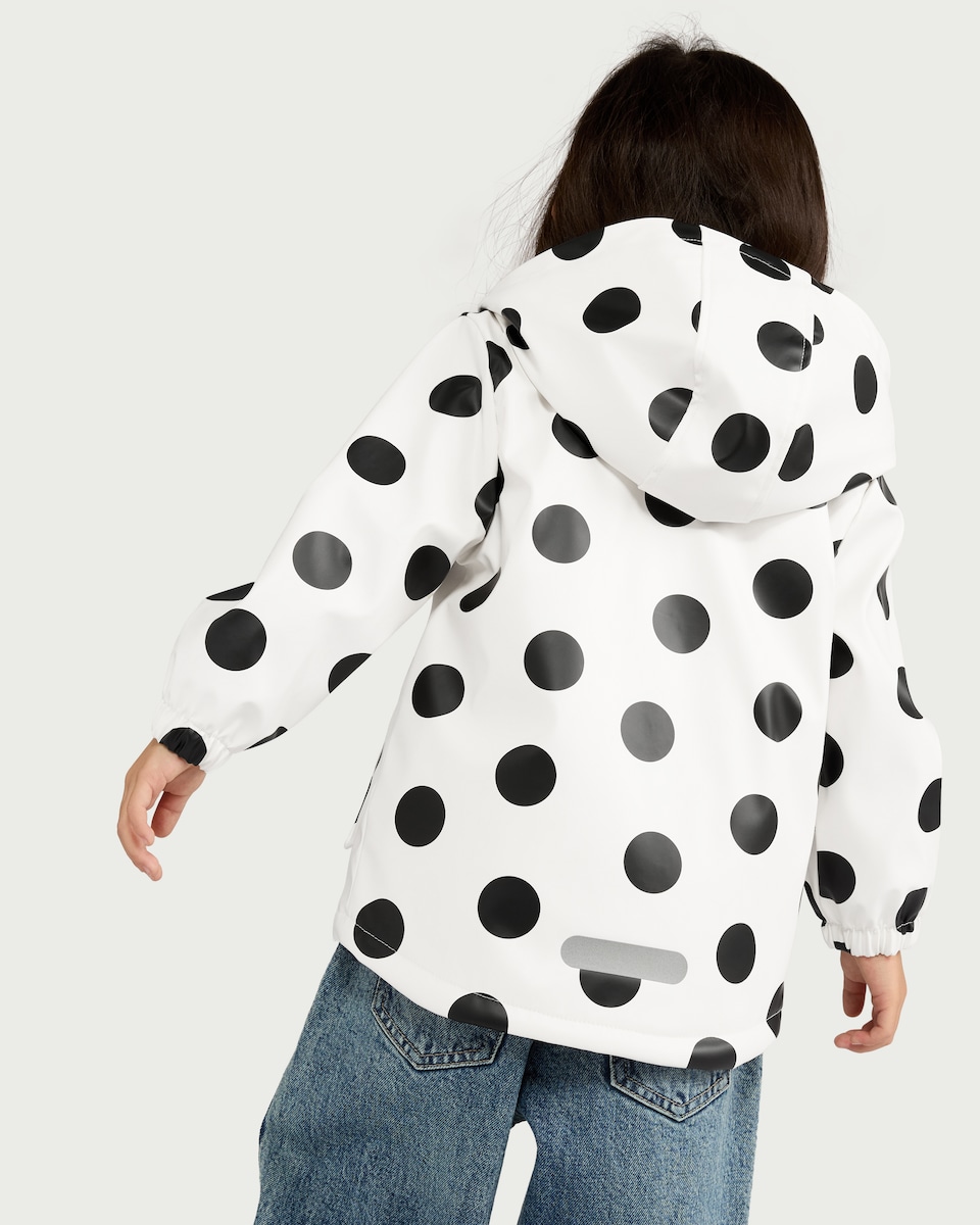 image 1 of F&F Girls Polka Dot Raincoat in Multi White