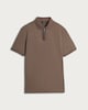 image 4 of F&F Pure Cotton Zip Neck Short Sleeved Polo Shirt in Brown