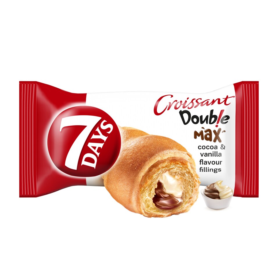 7 Days Croissant Double s náplní s kakaem a s náplní s vanilkovou příchutí 80g