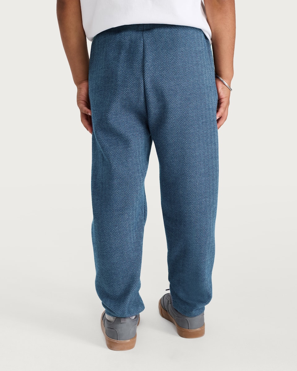 image 1 of F&F Boys Cotton Rich Herringbone Drawstring Joggers in Navy