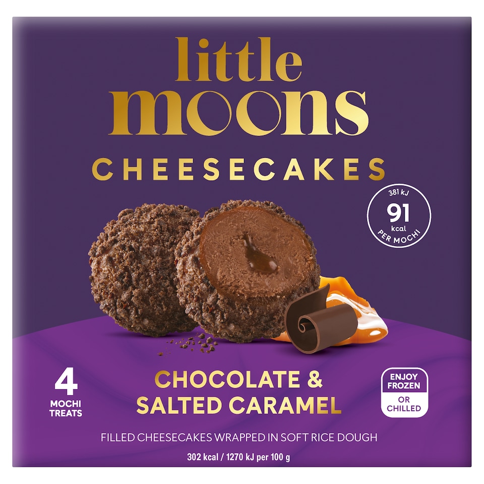 image 1 of Little Moons Chocolate & Salted Caramel Mochi Cheesecakes 4x30g