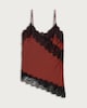image 4 of F&F Asymmetric Hem Lace Trim Cami Top in Red