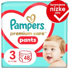 Pampers Premium Care plienkové nohavičky veľkosť 3, 48 plienok, 6kg-11kg