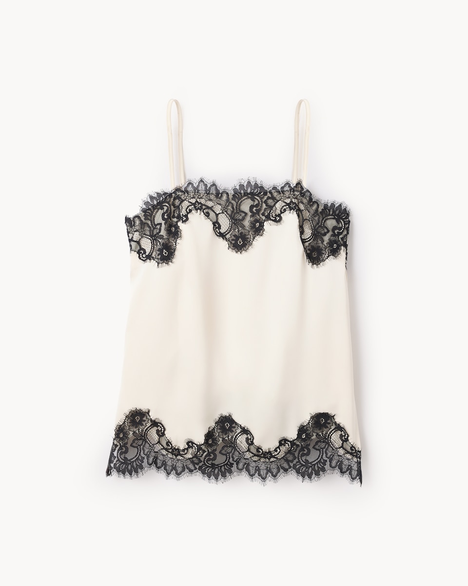 image 1 of The F&F Edit Satin Lace Trim Co-ord Cami Top in Ivory