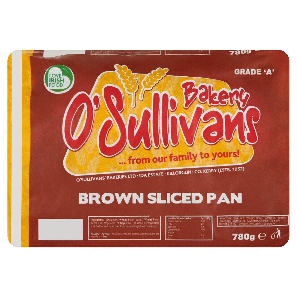 O'sullivans Large Brown Sliced Pan 780G