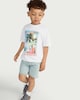 image 2 of F&F Boys Pure Cotton Beach Day Print T-Shirt in White