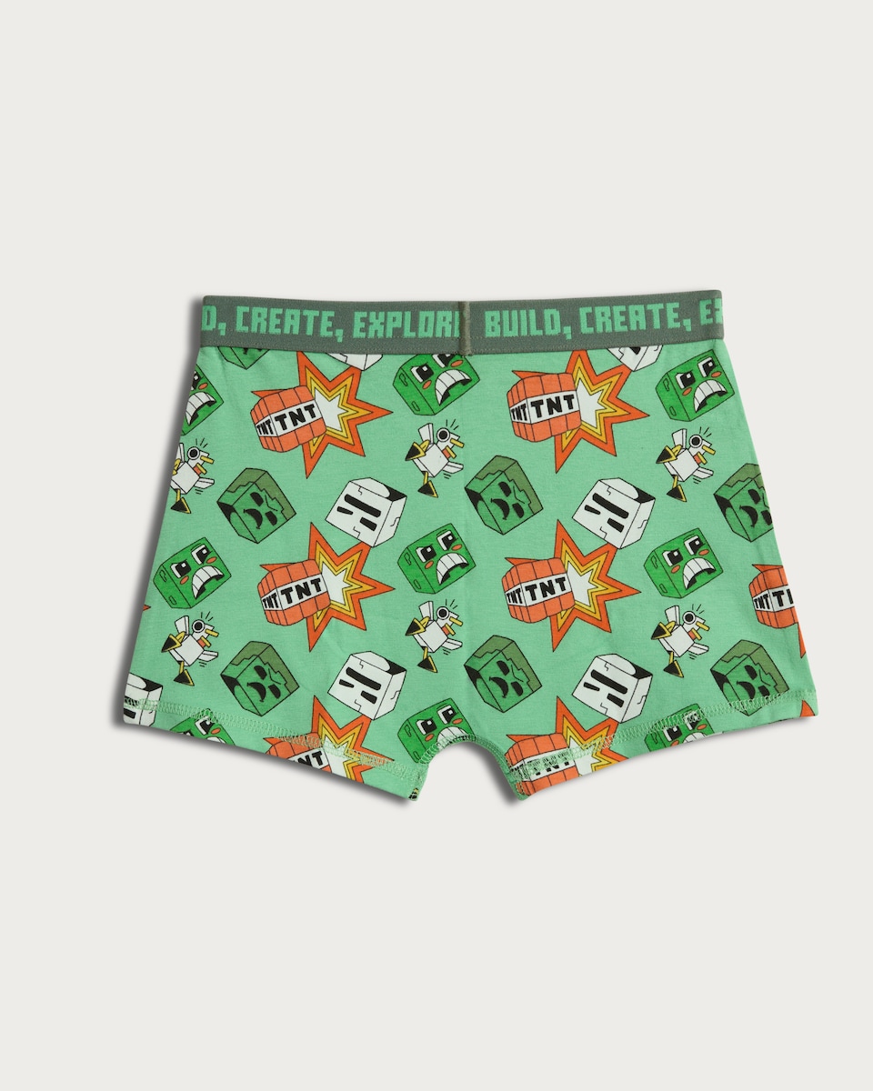image 1 of Minecraft 3-Pack Cotton Rich Boxers in Green Multi