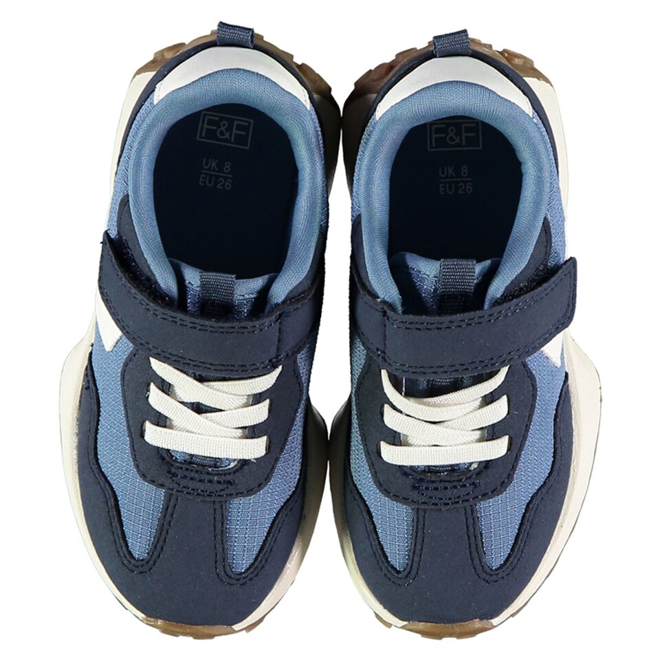 F&F Boys Retro-Inspired Touch Strap Fastening Trainers in Blue