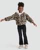 image 1 of F&F Girls Faux Fur Leopard Print Jacket in Multi Brown