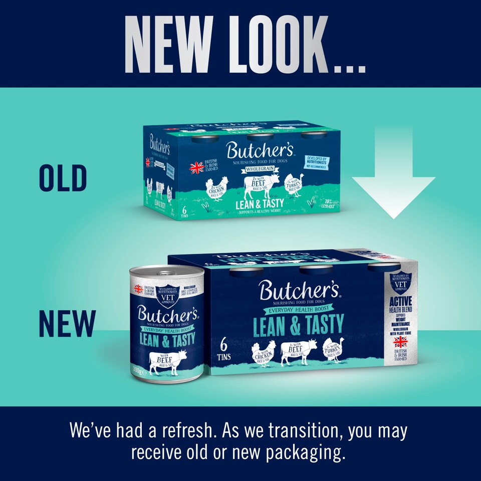 image 1 of Butcher's Lean & Tasty Low Fat Dog Food Tins 6x390g