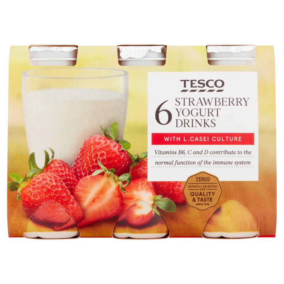 Tesco Strawberry Yogurt Drinks 6 x 100g