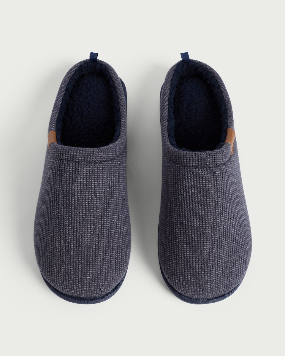 image 1 of F&F Herringbone Mule Slippers in Navy