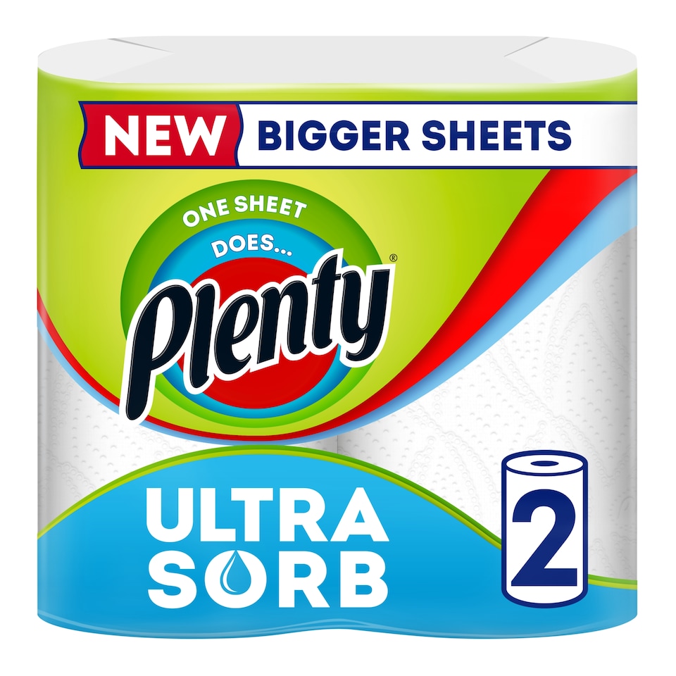 image 1 of Plenty Ultrasorb Kitchen Roll 2 Rolls