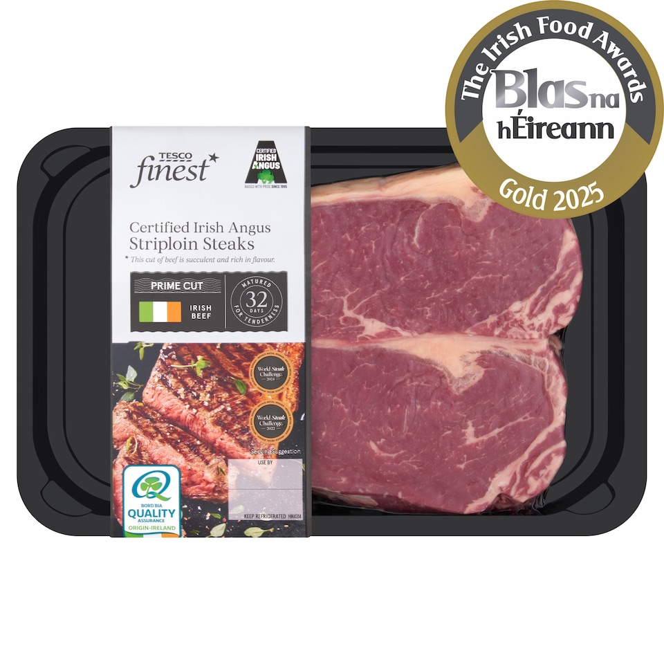 Tesco Finest Irish Angus Striploin Steak 454G