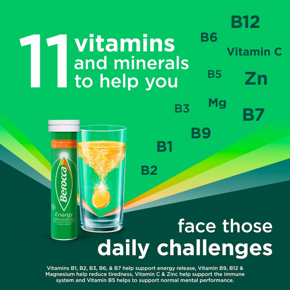 image 1 of Berocca Natural Orange Vitamin Energy Effervescent Tablets 15s