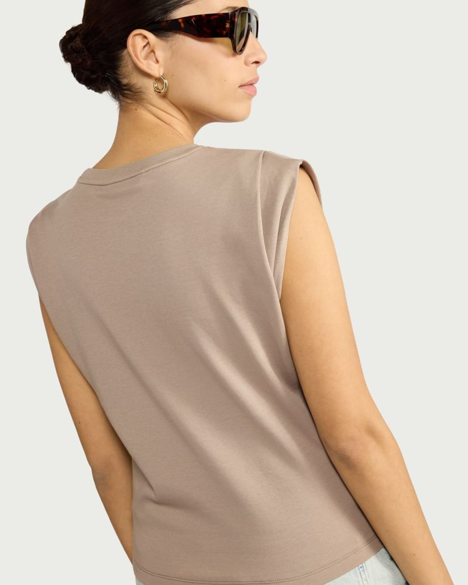 image 1 of F&F Pure Cotton Sleeveless Top in Mink