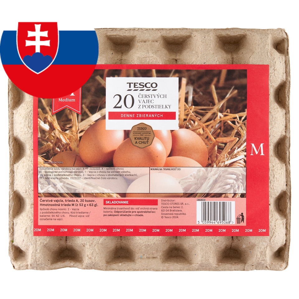 Tesco Čerstvé vajcia z podstielky M 20 ks