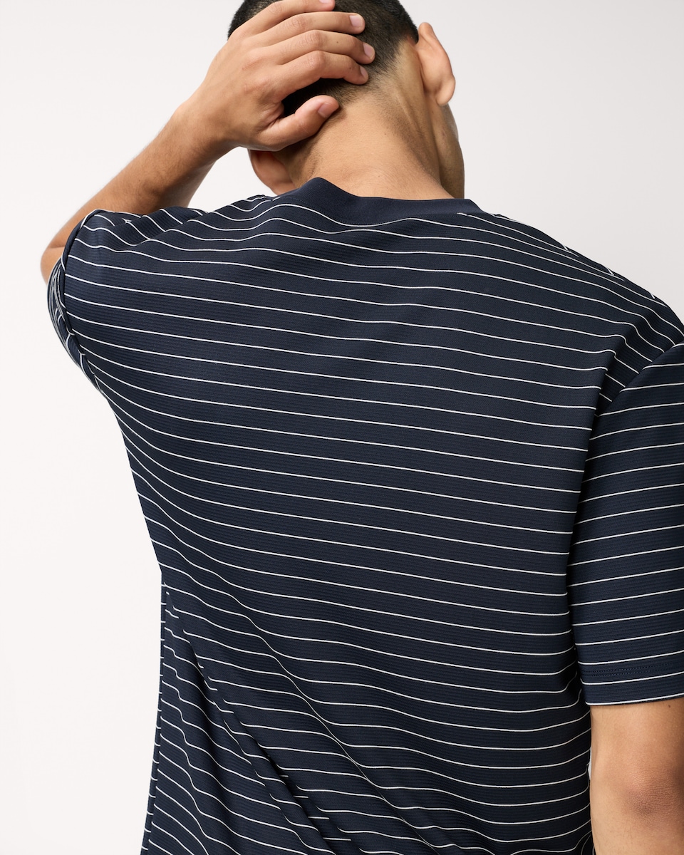 image 1 of F&F Striped Quick Dry T-shirt in Navy
