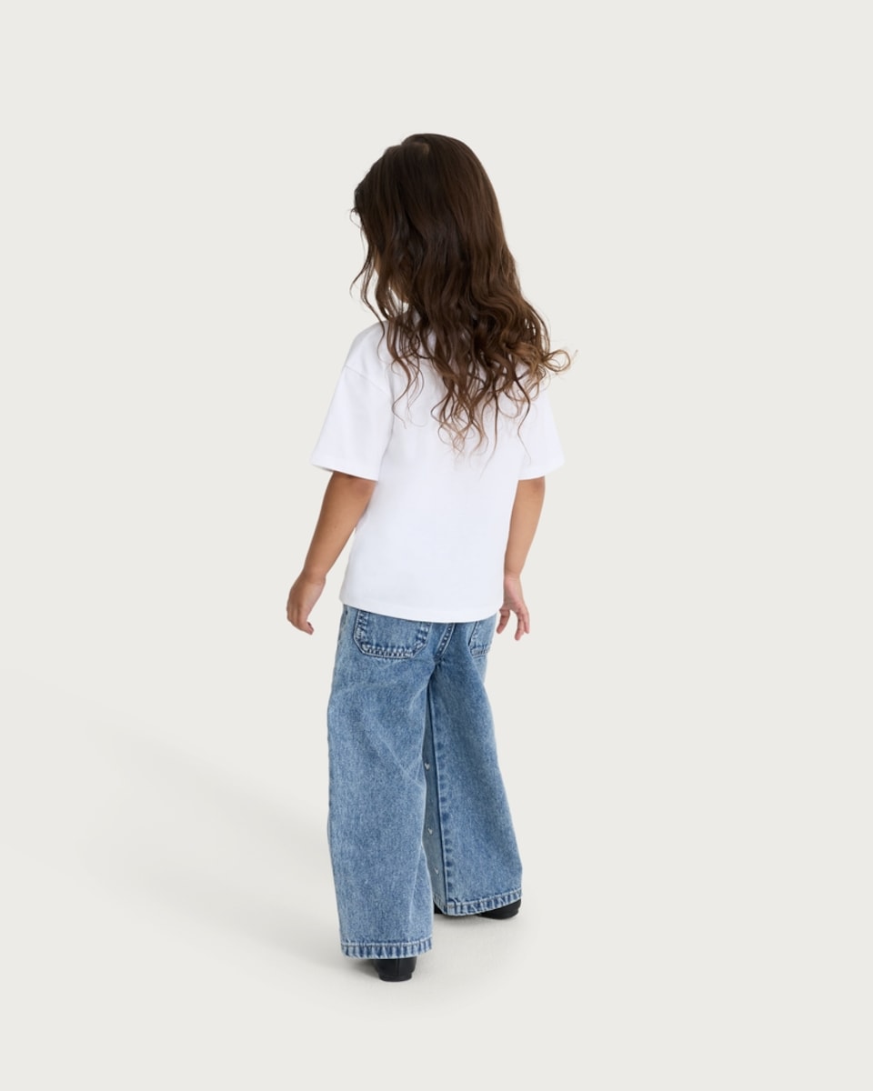 image 1 of F&F Girls Pure Cotton K-Pop Superstar T-Shirt in Cream