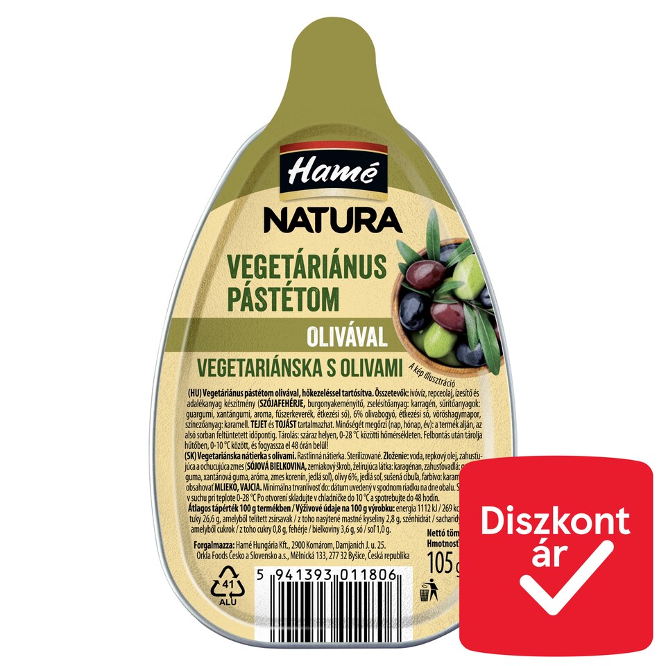 Hamé Natura vegetáriánus pástétom olívával 105 g