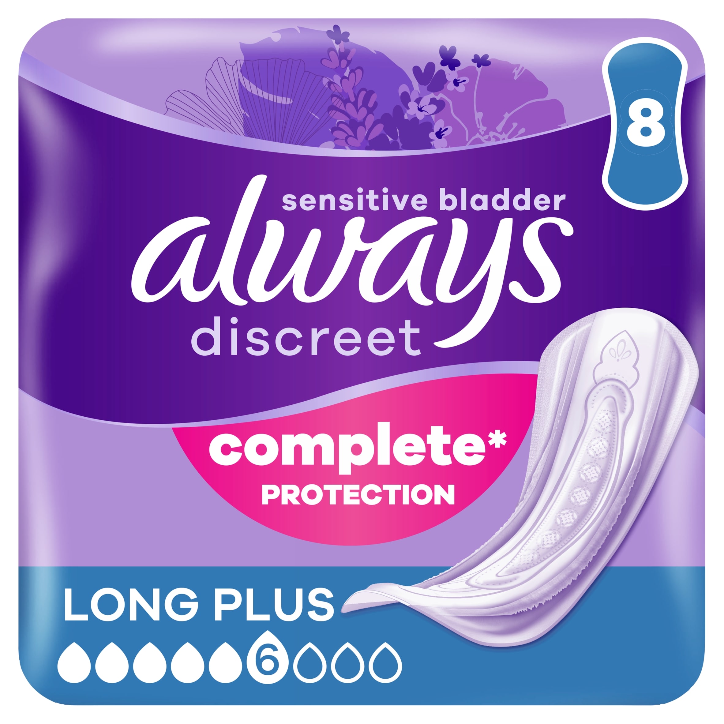 Always Discreet Long Plus Incontinence Pads 8 Pack