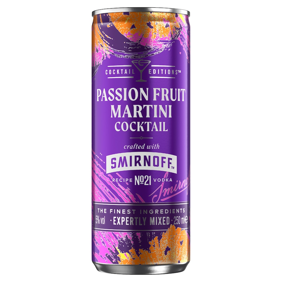 image 1 of Smirnoff Vodka Passionfruit Martini Cocktail Can 5% Vol 250ml