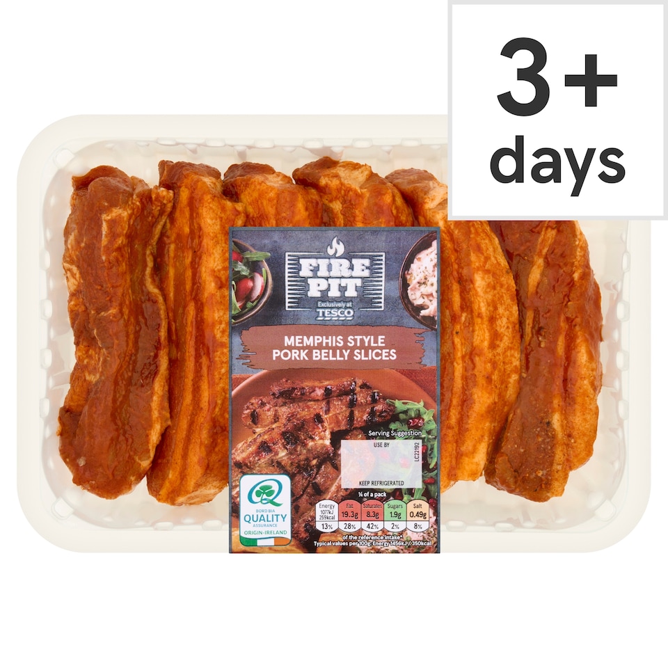 Tesco Fire Pit Memphis Style Pork Belly Slices 500g