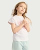 image 2 of F&F Girls Pure Cotton Sea Embroidered T-Shirt in White