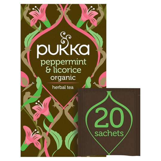 Pukka Organic Peppermint & Licorice 20 Tea Bags 30G Tesco Groceries
