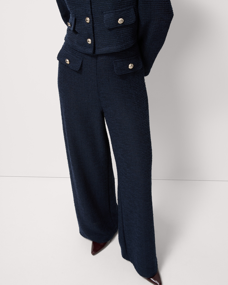 image 1 of F&F Boucle Textured Co-ord Trousers in Navy