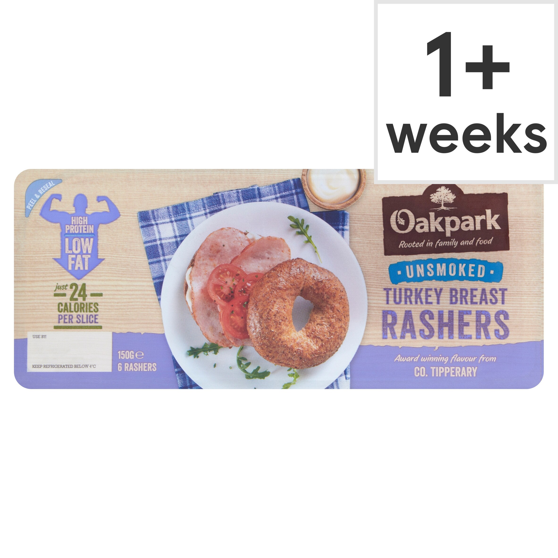Oak Park Unsmoked 6 Turkey Breast Rashers 150G - Tesco Groceries