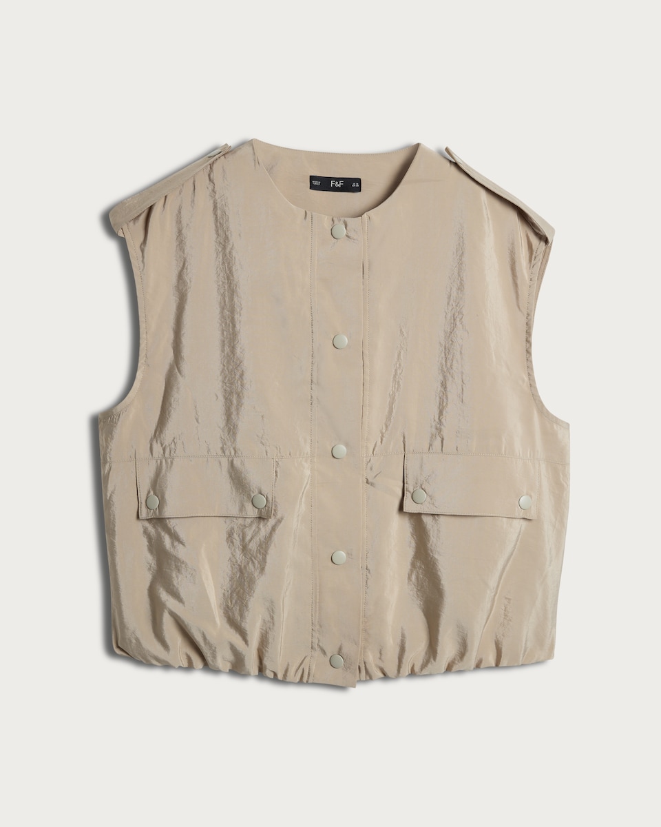 image 1 of F&F Buttoned Utility Vest in Neutral